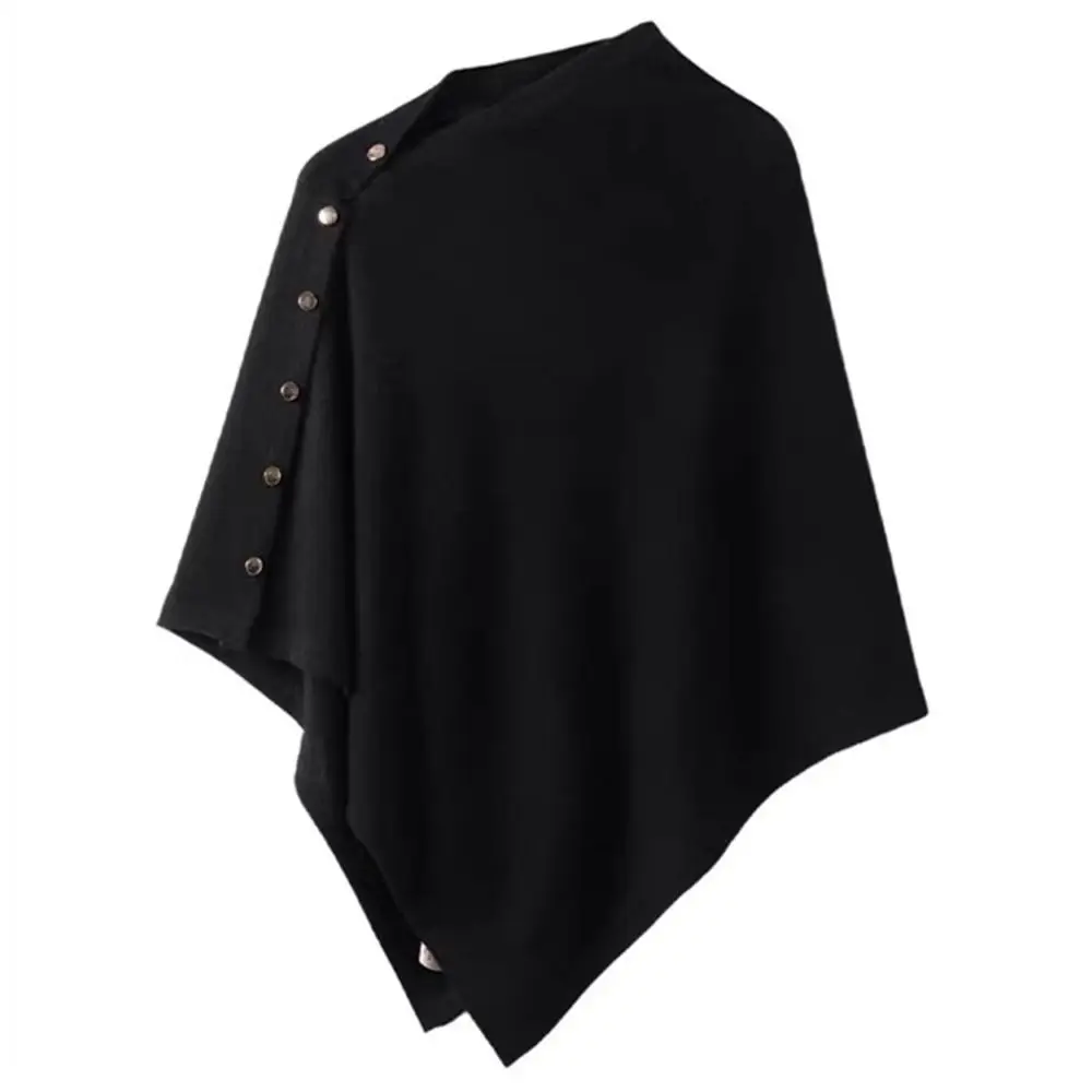 New Autumn Winter Pashmina Shawl with Button Casual Irregular Knitted Thick Warm Poncho Fashion Shoulder Top Sweater Shawl Scarf