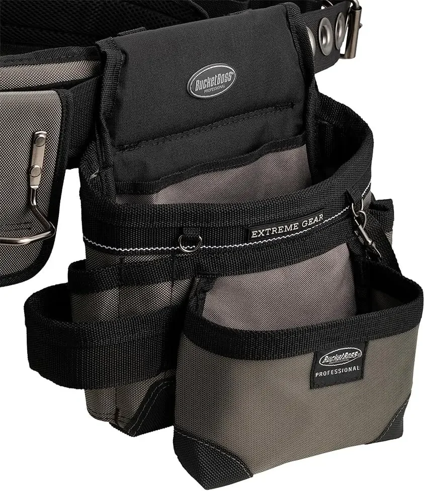 Boss Mullet Buster 3 Bag Tool Belt with Suspenders in Grey, 55135, Black, full size 4