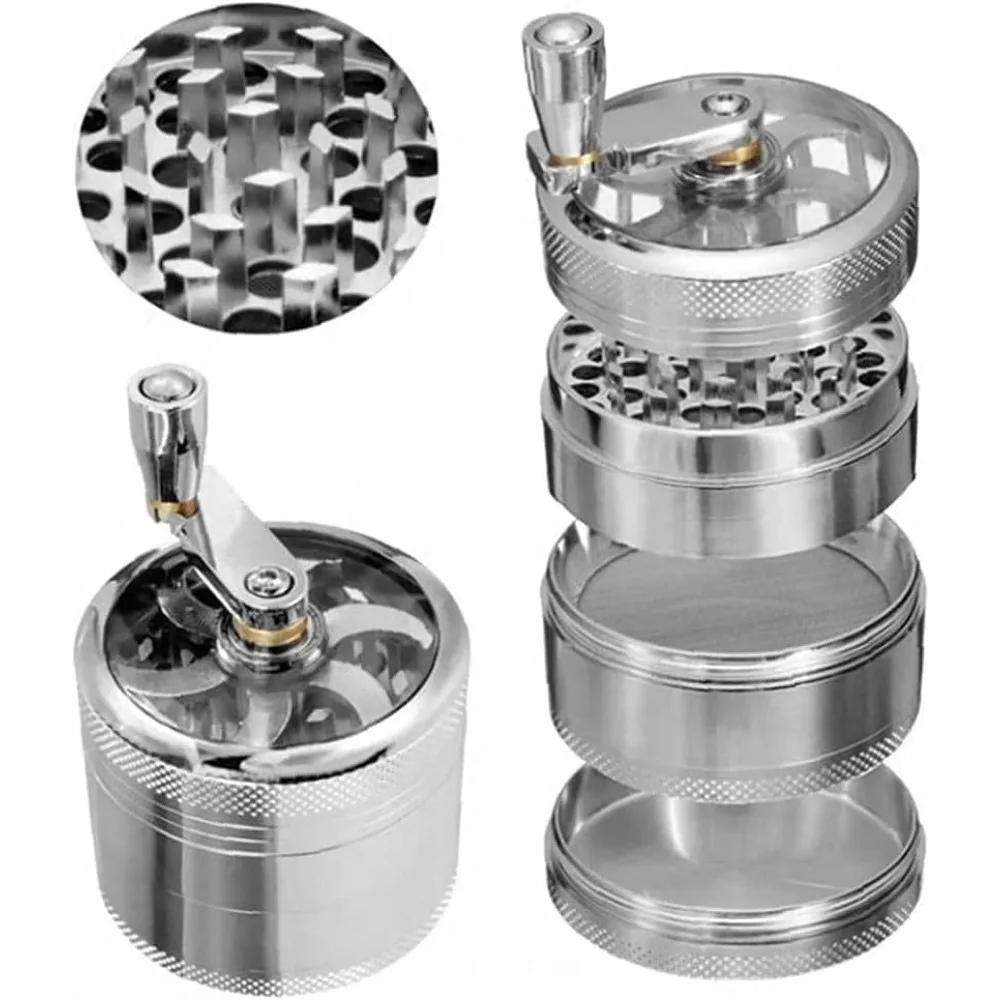 Nut Spice Grinder Herb Spice Grinder Spice Grinder Manual Metal Grinder for Nutmeg Ginger Rock Salt 4 Layer Zinc Alloy