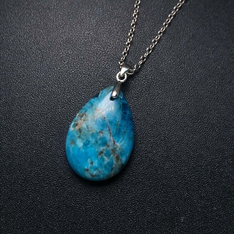 Natural Apatite Pendants Sterling 925 Silver Gemstone 17*25mm Divination Spiritual Meditation Fine Jewelry For Women Gift