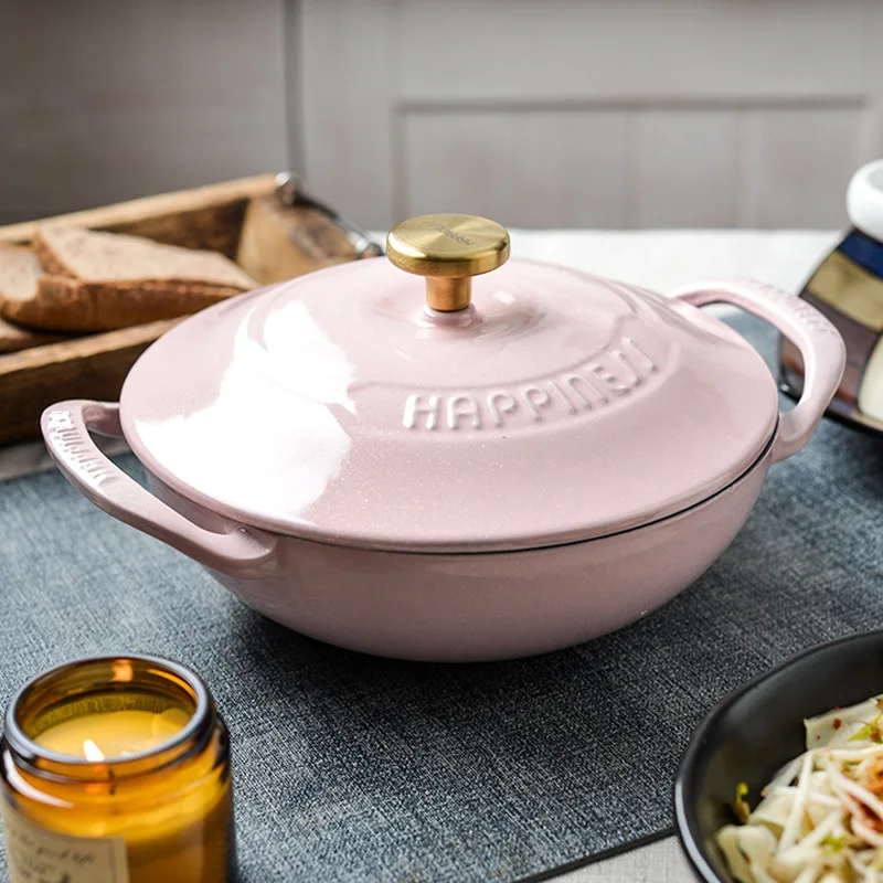 

2 Color Enameled Cast Iron Pot Pots Sets for Cooking Pots Set Kitchenware Non-stick Cookware for Kitchen Food Dining Bar Home