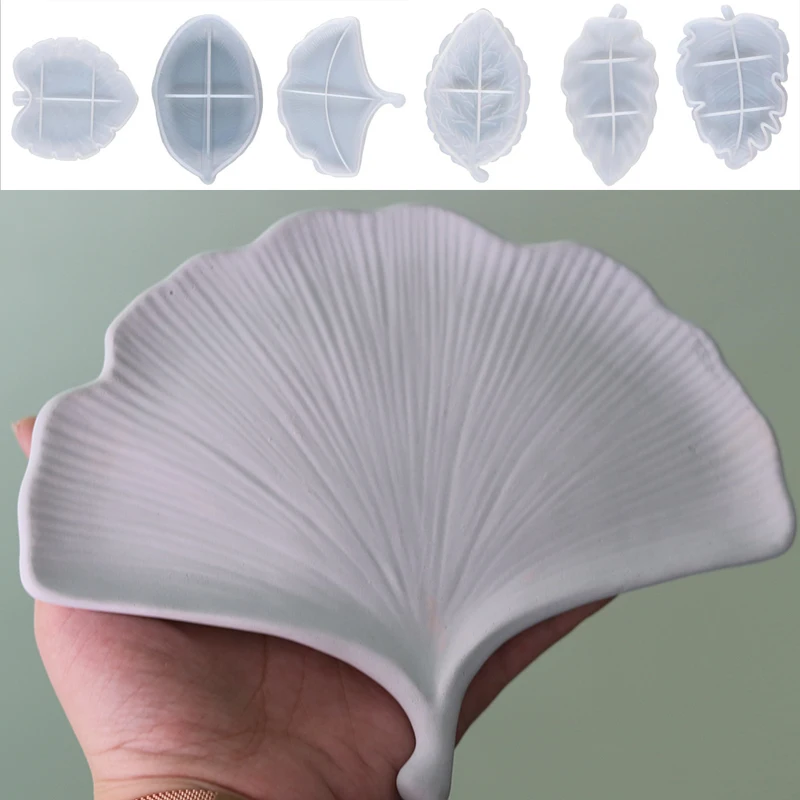 DIY Ginkgo Leaf Storage Plaster Tray Maple Leaf Shaped Jewelry Storage Dish Silicone Mold for Handmade Gift Concrete Resin Mould silicone mold