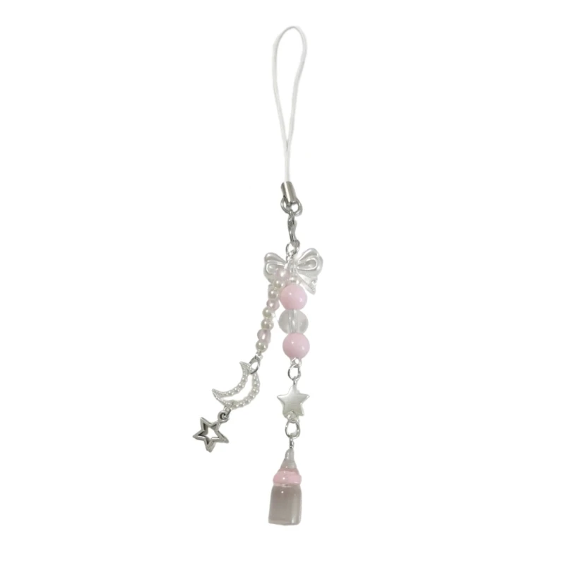 Crystal Bead Star & Flower Charm Keychain Accessory