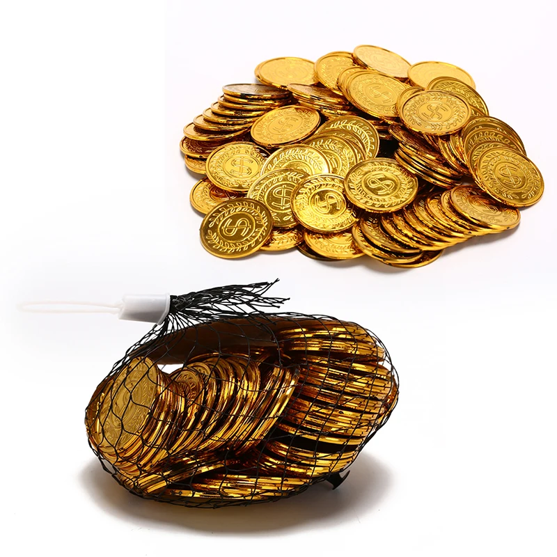 Activity Raffle Props Coins 35mm Replica Pirate Money Catch Fake Game Chips Treasure Gold Coins 100 Value Poker Chips 100Pcs