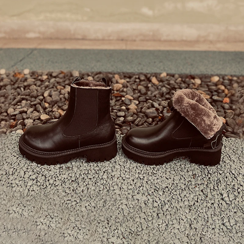 

Heihaian Chelsea Boots 2023 Suitable For Winter Round Head Platform Snow Boots Korean Commuter Wool Ankle Boots For Women