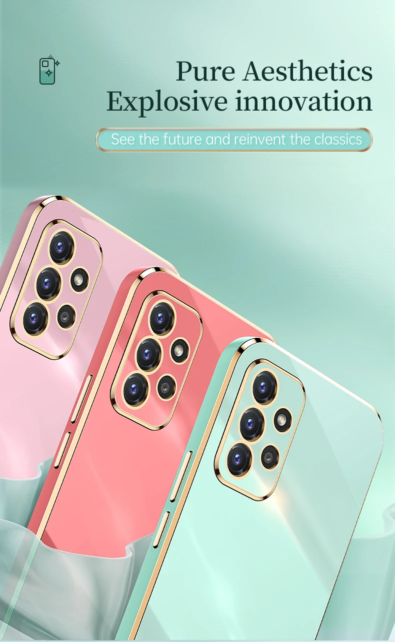 Coque de téléphone Samsung Galaxy A22 A12 A22S A32 A52 A72 A51 A71 M12 M22 A, étui souple scintillant carré de luxe plaqué Laser 3D_voghion.com