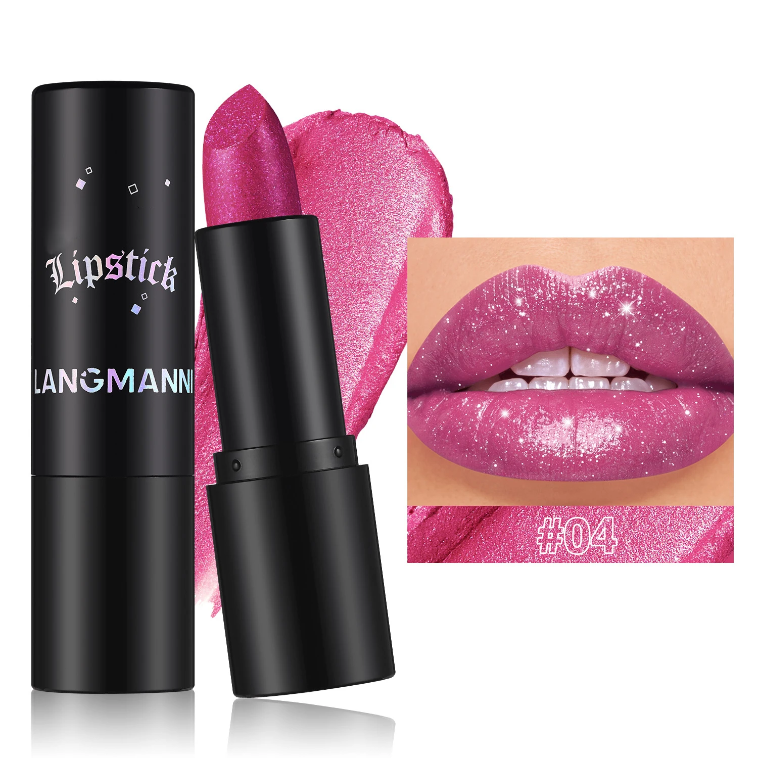 thumbnail image 1 of 7 Colors Matte Glitter Lipstick Diamond Shiny Lip Gloss Waterproof Long Lasting Shimmer Pearl Lip Tint Women Makeup Cosmetics, 1 of 5