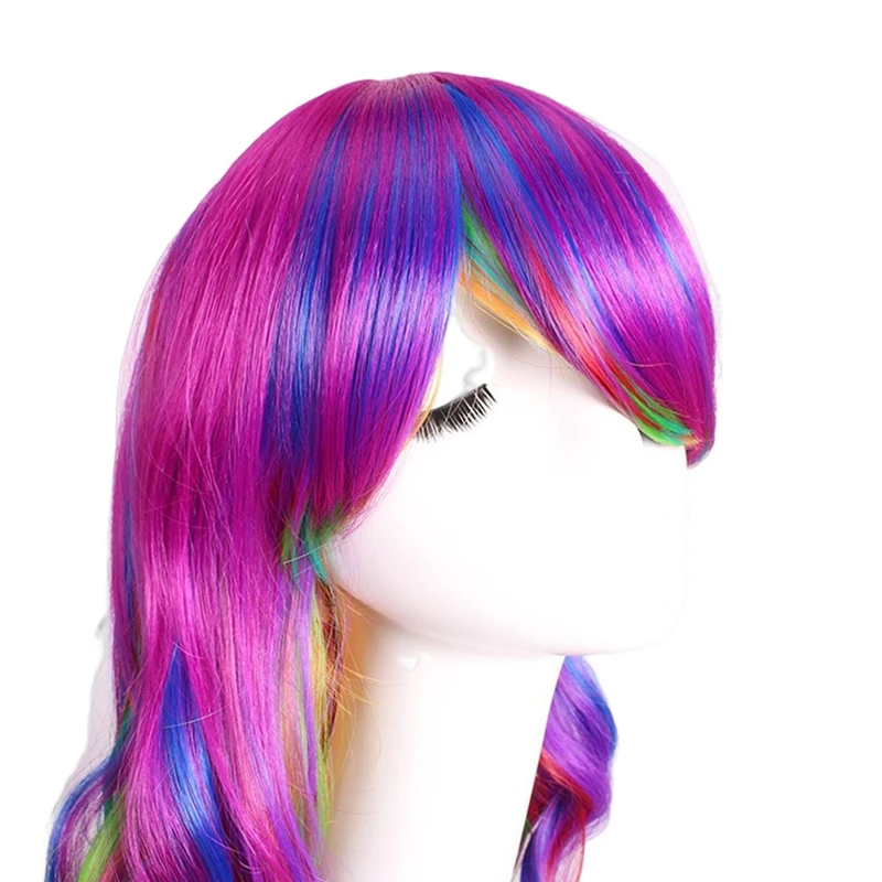 

Красочный женский парик с длинными вьющимися волосами, как показано на изображении, европейский и американский Элегантный Модный товар