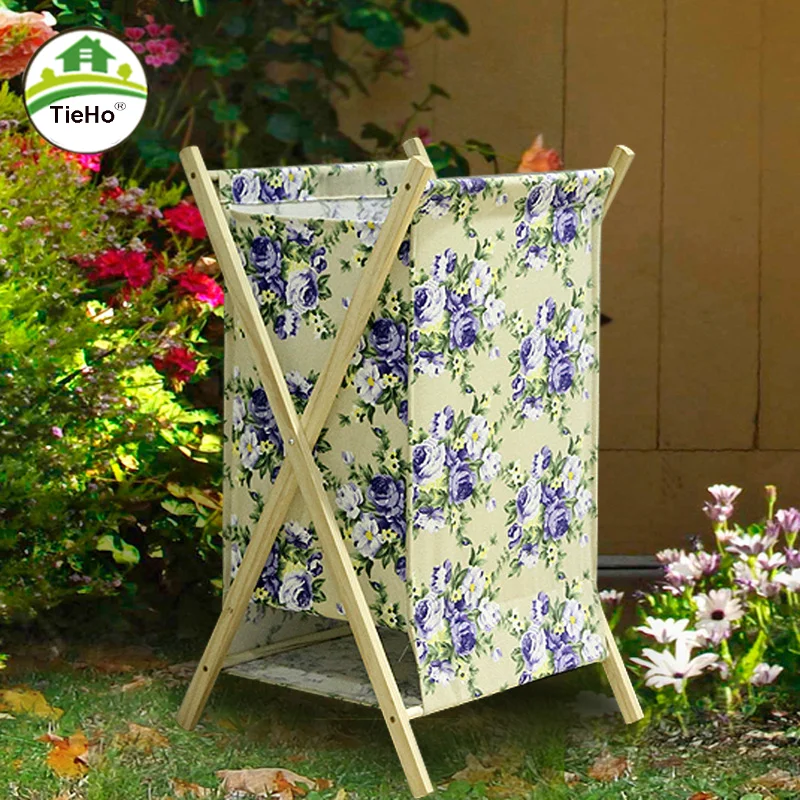 

Bathroom Dirty Clothes Storage Basket Solid Wood Portable Multi-color Laundry Storage Bin Large Capacity Simple Home Furniture