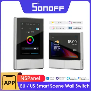 SONOFF NS 패널 스마트 장면 벽 스위치 EU/ US Wifi 스마트 온도 조절기 디스플레이 스위치 제어는 Ewelink Alexa Google home과 함께 작동합니다.