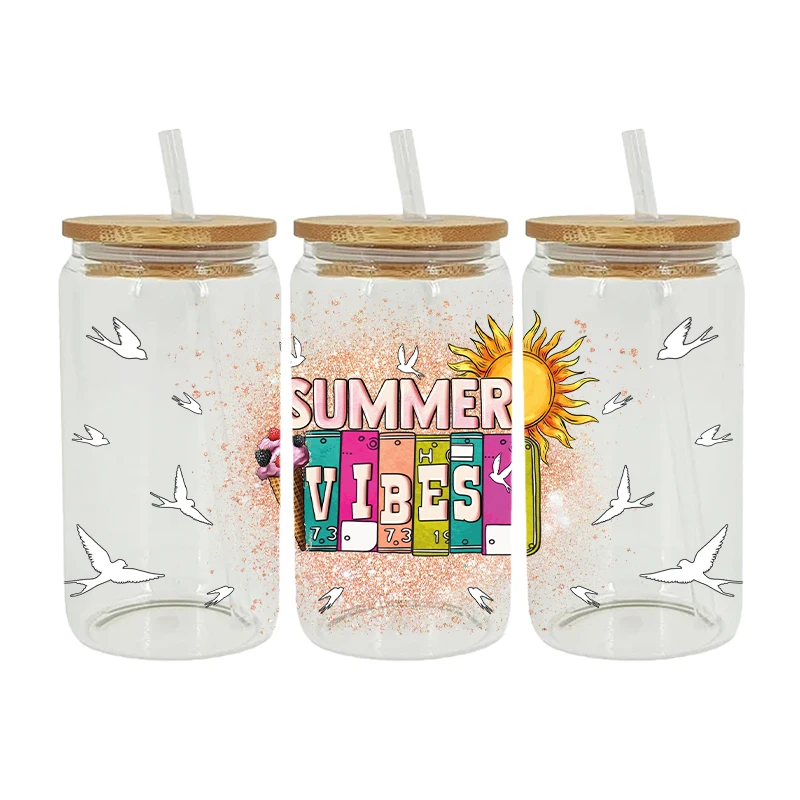 UV DTF Transfer Sticker for 16oz Libbey Glasses Bottles Cup Can DIY Waterproof Decals D6993