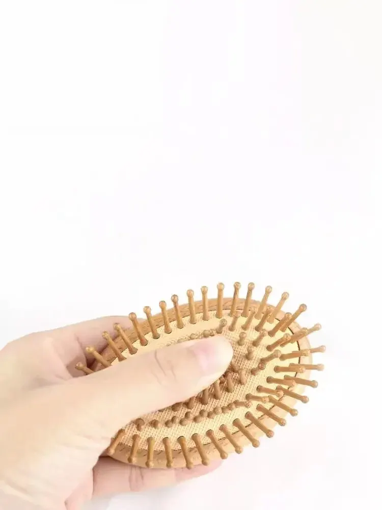 Wooden Massage Comb Mini Brush Massage Detangling Hairbrush No Handle Scalp Care Styling Comb for Straight Curl Hair 2