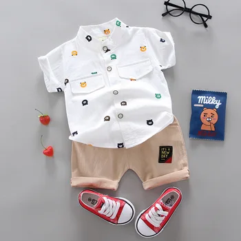 2024 Summer Casual Clothes Fashion Baby Boy's Suit Set Top Shorts 2PCS Baby Clothing Set For Boys Infant Suits Kids Clothes 1