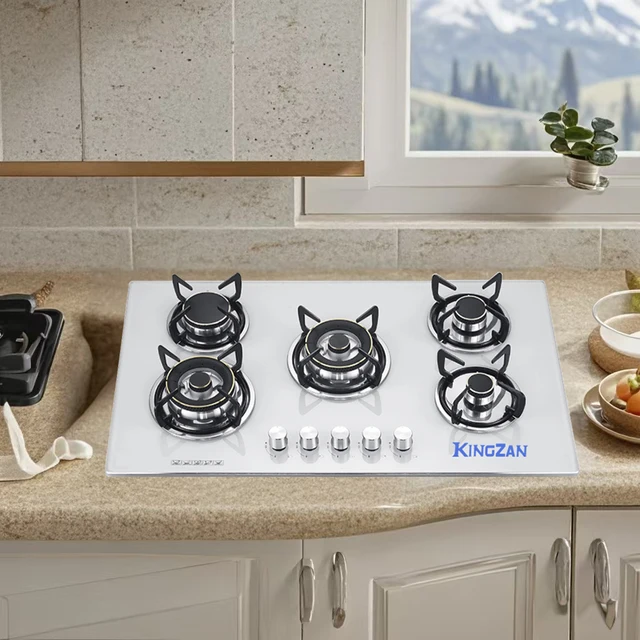 Five-Burner Commercial Gas Stove for Kitchen RV or Outdoor Use Electric Power Source Gas Cooker 2