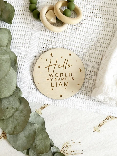 Plaque d'annonce de naissance Boho personnalisée, Hello World, nom de bébé,  panneau en bois, nouveau cadeau pour bébé, accessoire photo - AliExpress