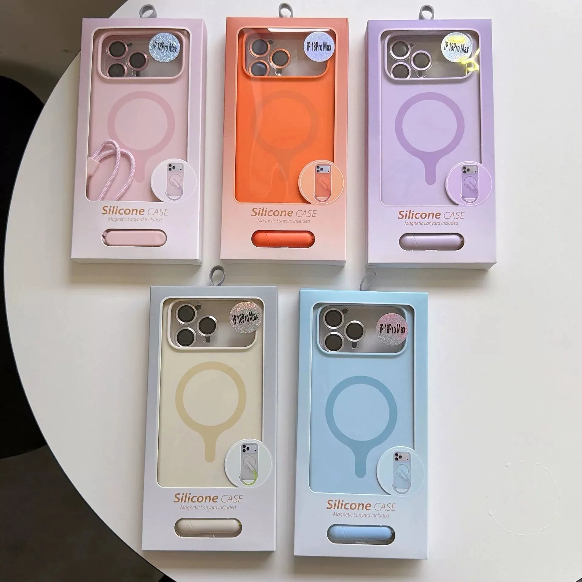 Contrast Lanyard Hand Wrist Strap Silicone Phone Case with Lens Protector Cover
