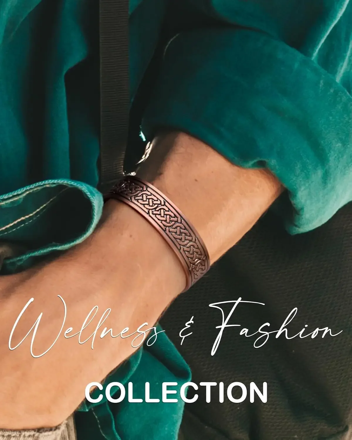 ARADOO Vintage Style Pure Copper Cuff Bracelets with 3500 Gauss