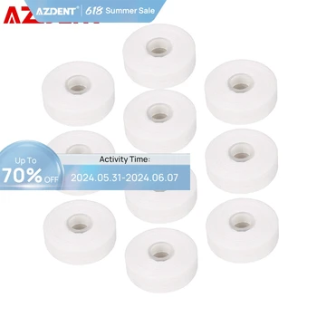 AZDENT-10 롤 치실 내장 스풀 왁스, 민트 향이 나는 유럽 교체 플랫 와이어 치실 50M/롤