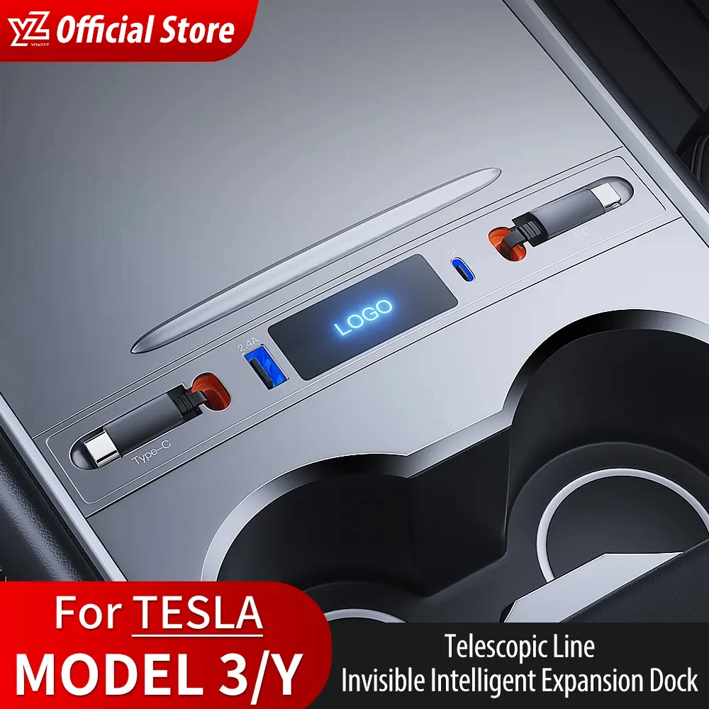 

YZ для Tesla Model 3 Model Y 27 Вт Быстрое Зарядное устройство USB шунтирующий концентратор интеллектуальная док-станция адаптер для автомобиля