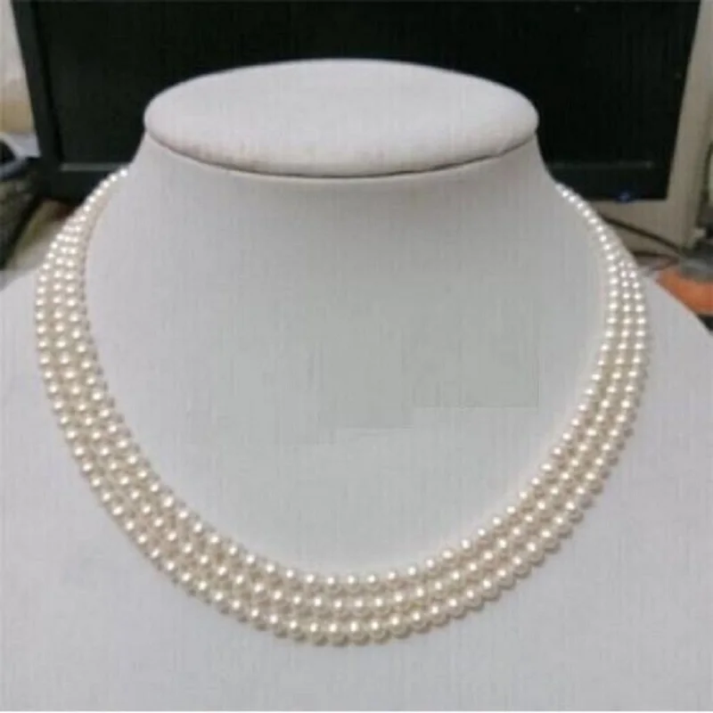 

Triple AAAA 4-5mm South China Sea Round White Pearl Necklace 17-19 "14K Gold
