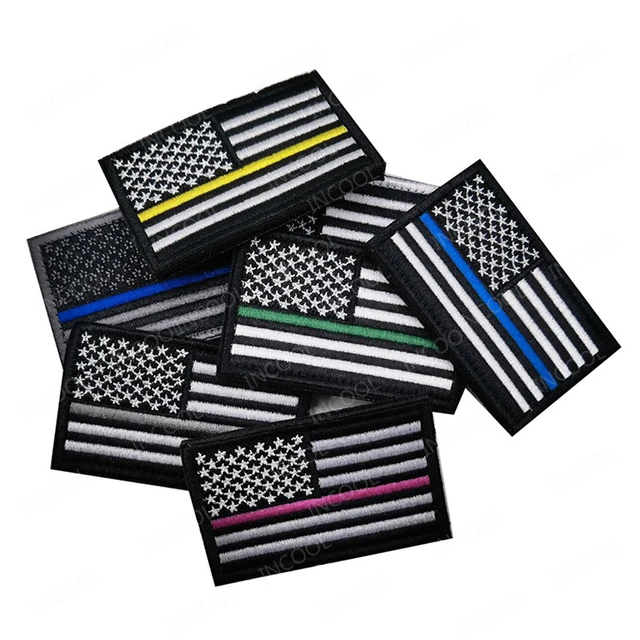 Subdued Pink Line American Flag - Hook-and-Loop Patch - Thin Blue Line USA Sew-On