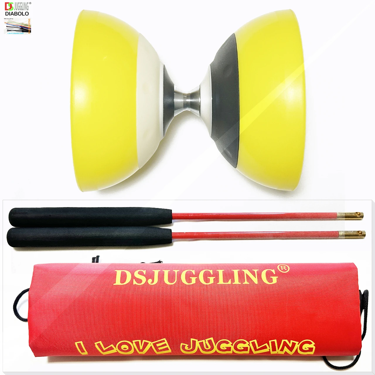 Diabolo Toy YOYO 3 Or 5 Bearing Set Packing Sticks Strings Bag 3 Size 6 Colors