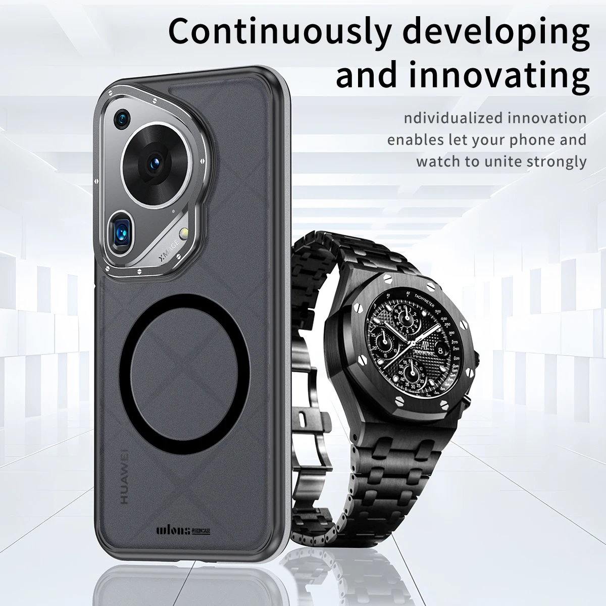 Splicing Skin Sensation Shockproof Armor Phone Case with Magsafe Compatibility