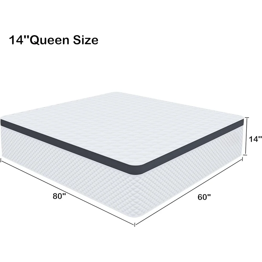 Double Mattress, 14" Boxed Queen Mattress, Gel Memory Foam and Built-in Spring Hybrid Mattress with Individual Pocket Springs 5