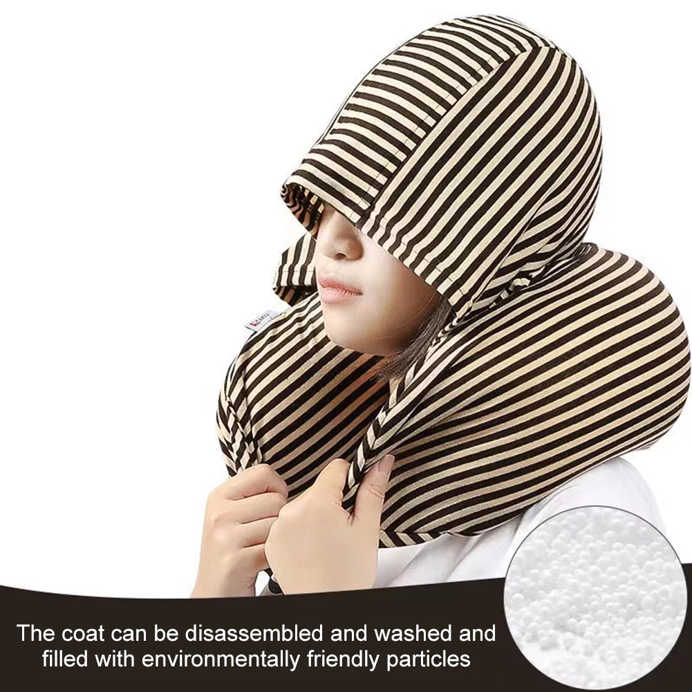 Stuffable Neck Pillow Travel Neck Pillow with Hood Soft Fillable Lightweight Case for Travel Essentials