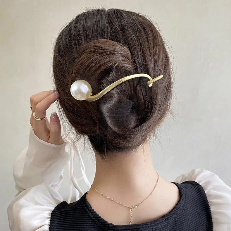 

New Elegant Metal Pearl Hair Clips Hairpins Fashion Korean Ponytail Clip Barrettes Hairgrips Headwear Women Hair Accessories