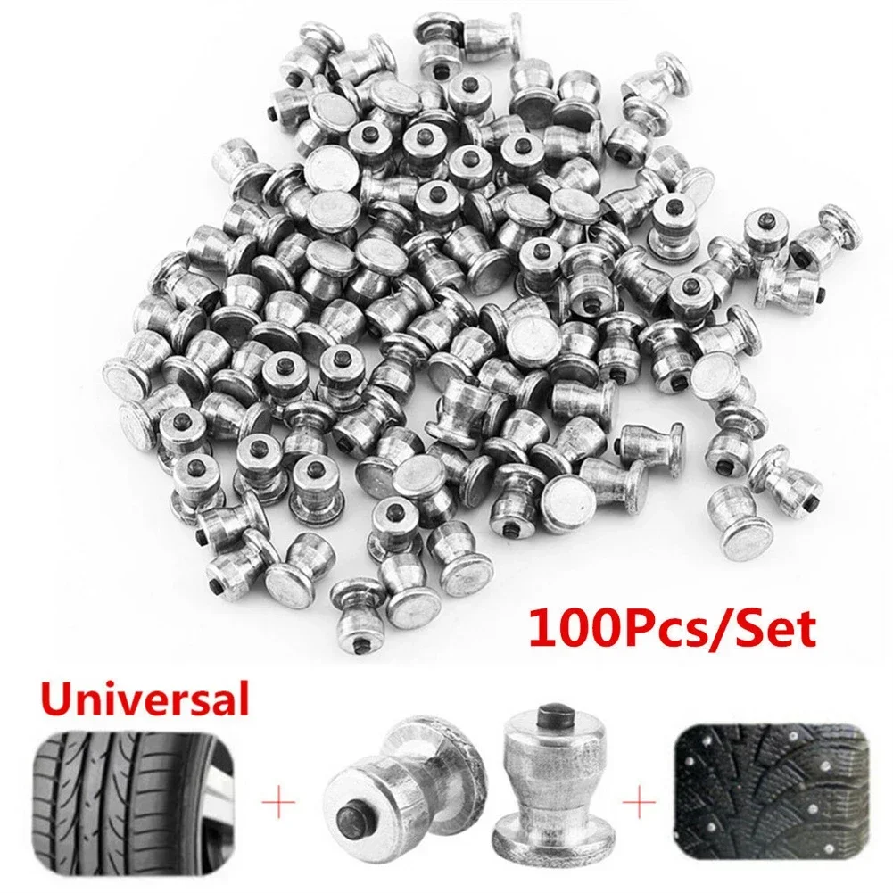 100Pcs Aluminum Tire Studs Screw-In Wheel Tire Snow Spikes For Cycling Fat Bike Mount Tyre Snow Studs