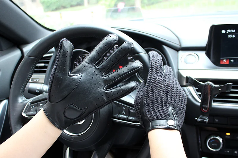 Women's Thin Sheepskin Motorcycle Riding Gloves Touch Screen Genuine Leather Spring and Autumn Sun Protection Driving Gloves
