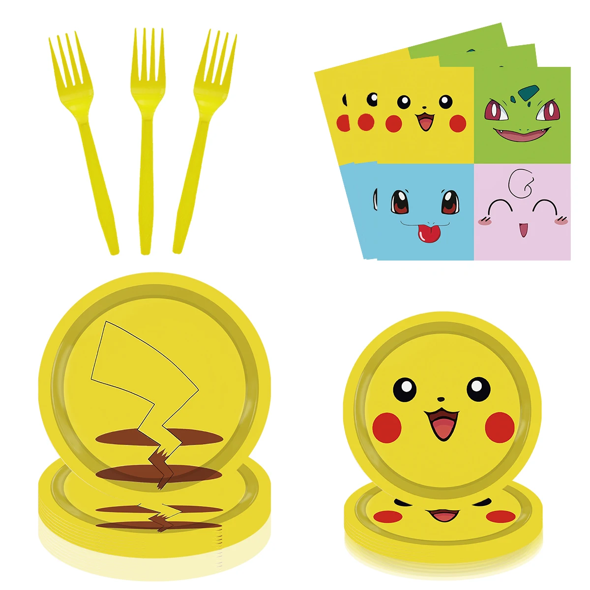 Pokemon Birthday Party Decorations Anime Pikachu Balloon Paper Tableware Backdrops Cake Toppers Baby Shower Kids Party Supplies
