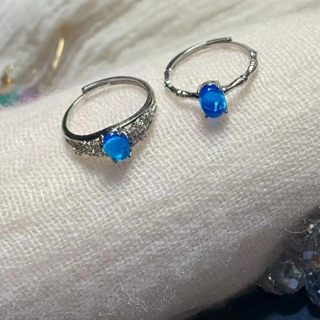 MM Natural Opal Ring Adjustable Female Ring Jewelry for Women Gift Wholesale High Quality Vintage Fine