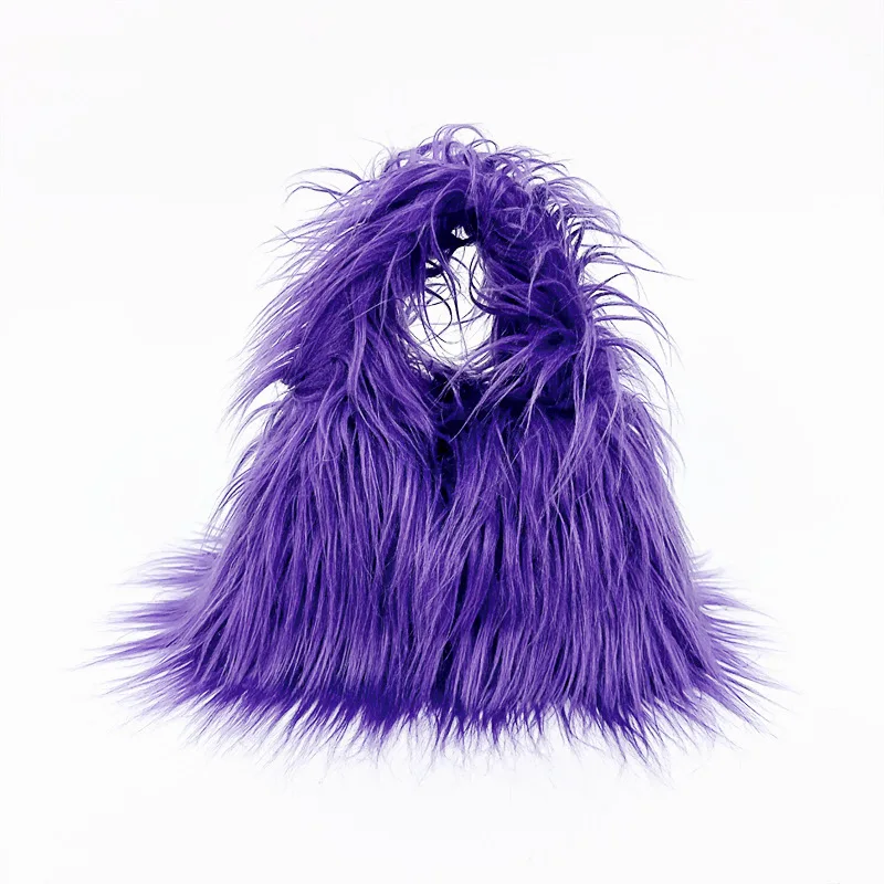 Fashion Faux Fur Women Shoulder Bags Y2K Korean Fashion Plush Handbags Luxury Tote Soft Warm Winter Hairy Purse shoulder bag