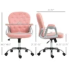 Vanity Office Chair Tufted Backrest Swivel Rolling Height Adjustable, Pink 3