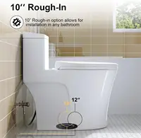 One Piece Toilet 10" Rough-in Elongated Toilet with Comfortable Seat Height ADA Chair Height 17.3" Space Saver Design 2