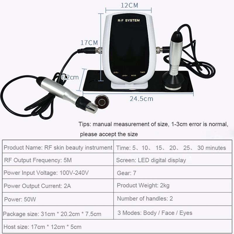 5MHz Radio Frequency RF Lifting Machine RF Facial Device Face Body Eye Tripolar RF Machine Skin Tightening Remove Neck Wrinkle