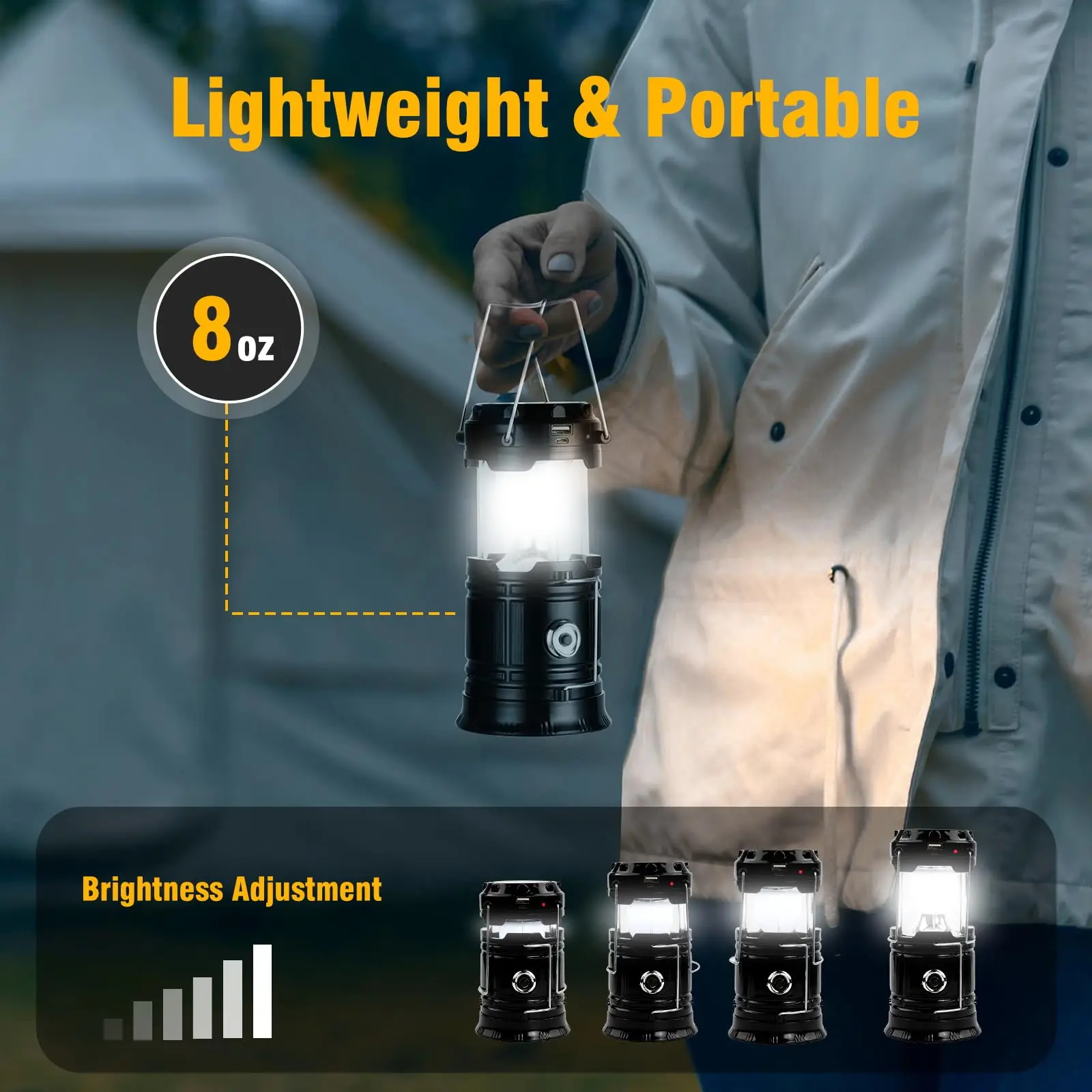 1/4pc Solar Camping Lantern USB Rechargeable Lamp Power Bank Portable Waterproof Solar Lights for Indoor Outdoor Emergency Light Camping Lantern