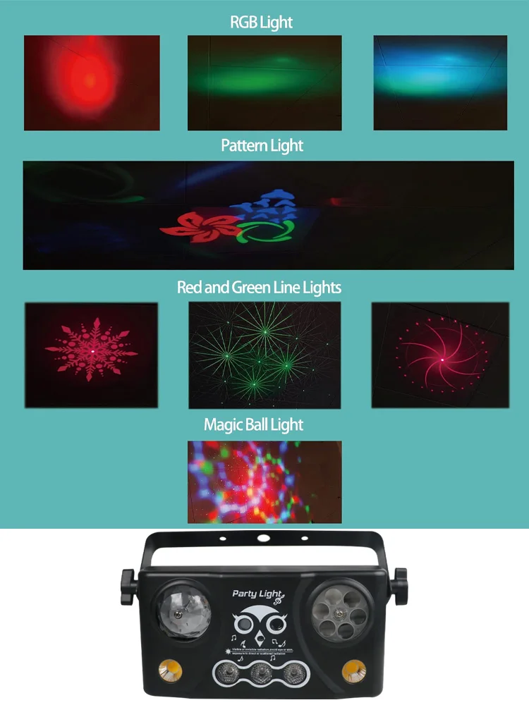 1pcs DJ Disco Carnival Light, Voice Control, Party Light RGB Projector with Remo