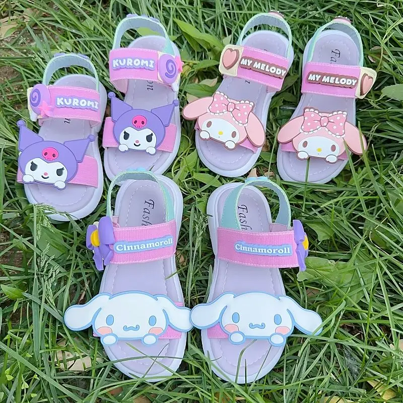 

Sweet Summer Cinnamoroll My Melody Anime Kawaii Sanrio Scandal Shoes Cute Kuromi Cartoon Children Beach Slippers Gifts for Kids