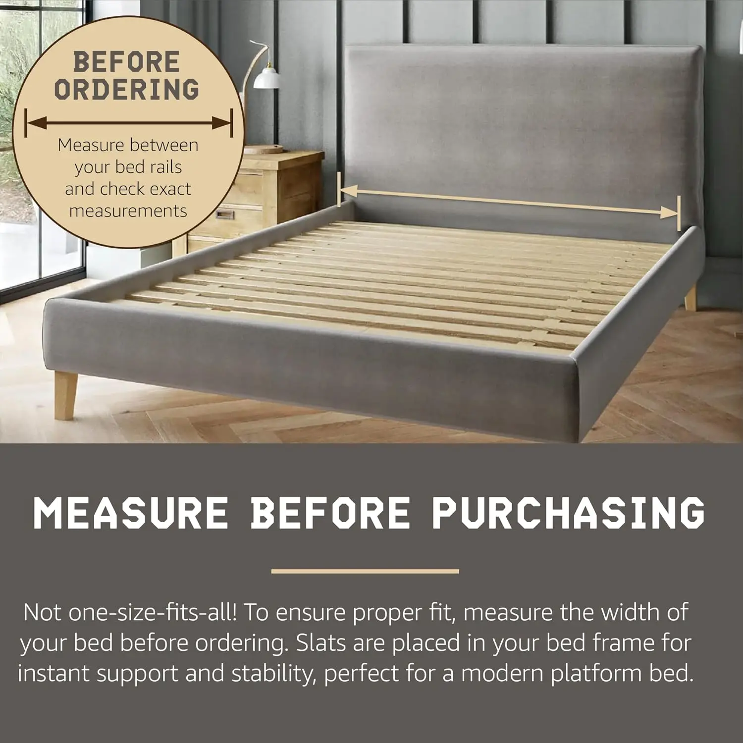 Bed Support Slats, Heavy-Duty Solid Pine Wood Bunkie Board, Xtreme, Queen Size -Wooden Mattress Frame and Platform-Easy Assembly
