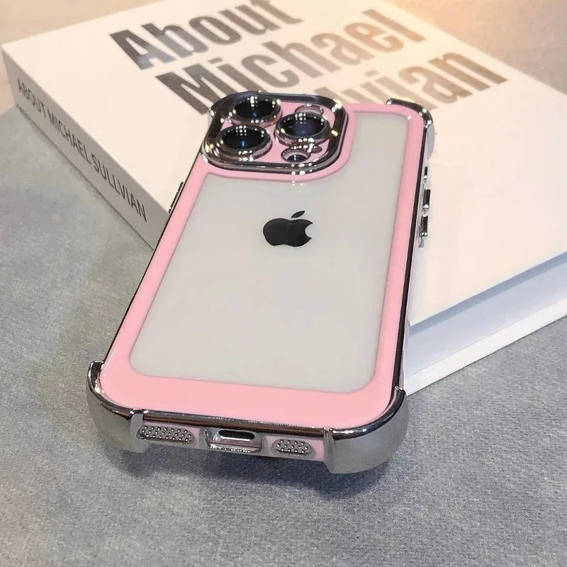 Luxury Plating Transparent Protective Phone Case - All-Inclusive Anti-Fall Design