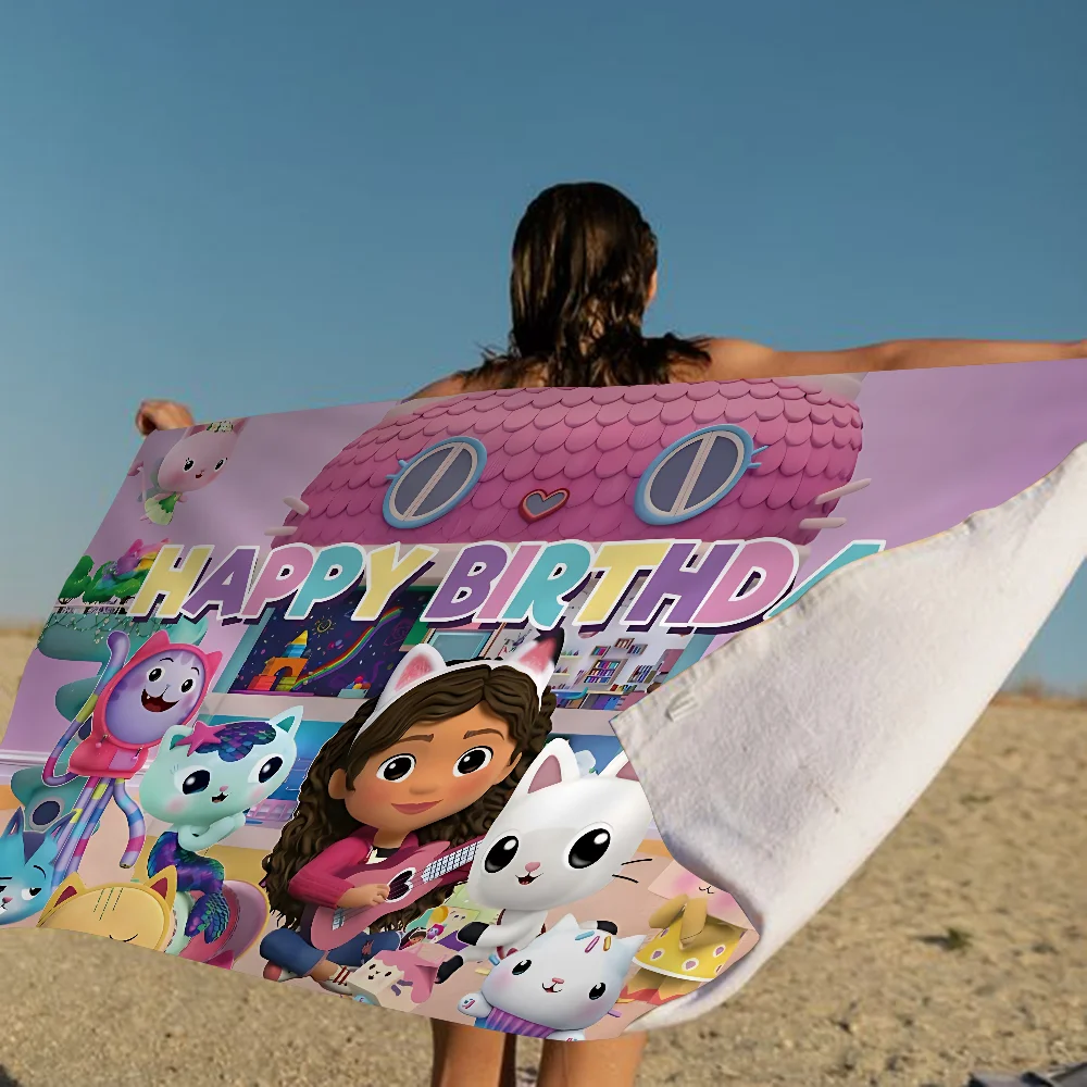 G-Gabbys D-Dollhouse Anime Beach Towel Colorful Bath Towels For Girl Microfiber Quick Custom Sand Free Beach Yoga Spa Gym Pool 4