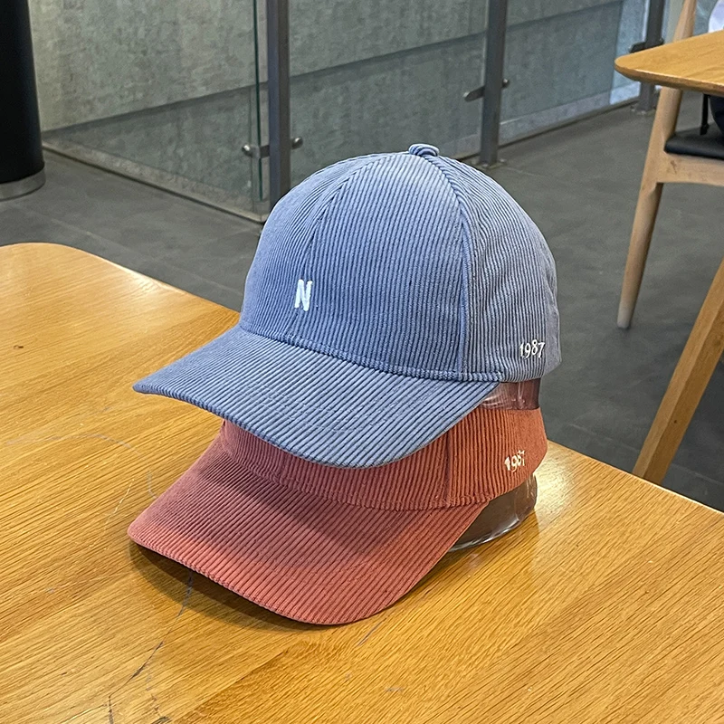 

Letter Corduroy Baseball Cap Female Youth Couple College Style Peaked Cap
