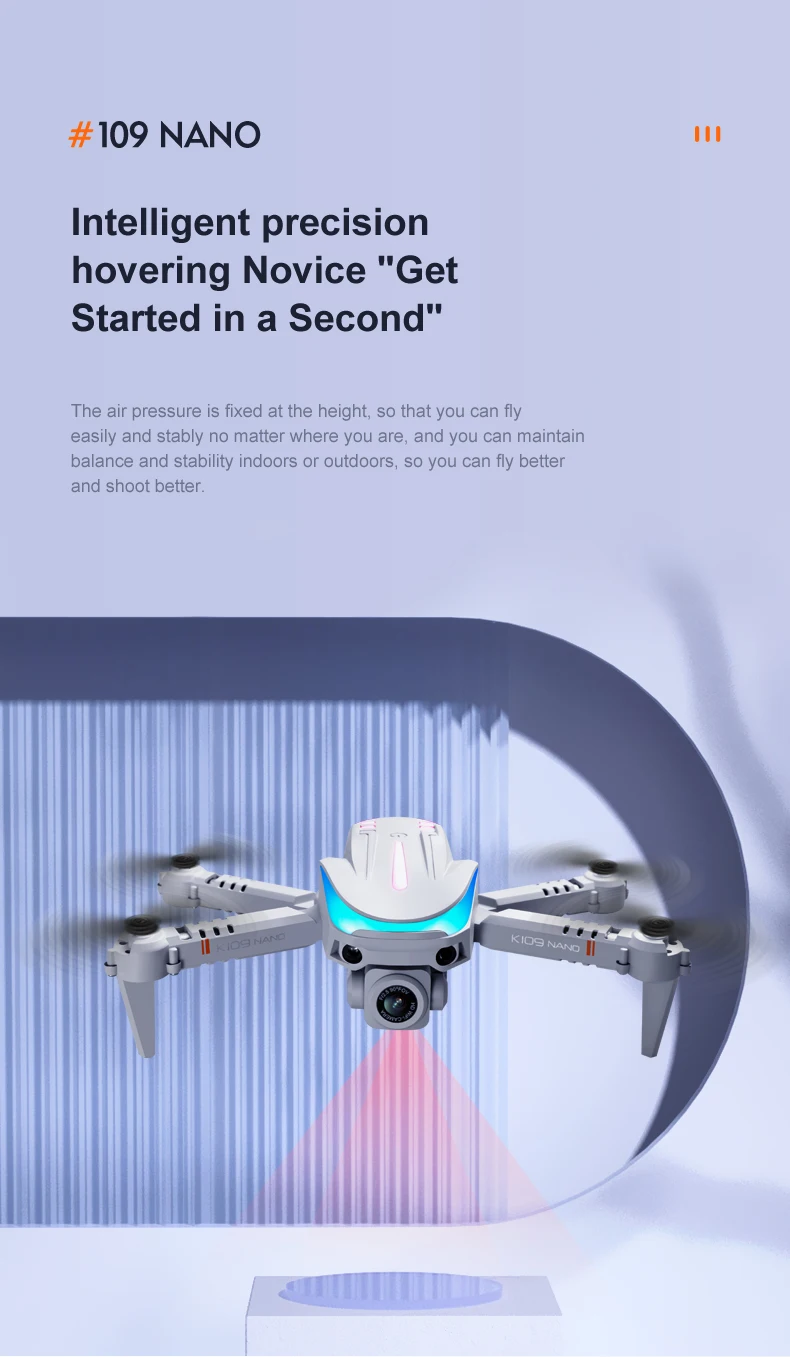K109 Mini Drone - 2024 New Breathing Light 4K Dual HD Camera Automatic Obstacle Avoidance Professional Foldable Drone Quadcopter Gifts 36 K109 Mini Drone, 109 nano intelligent precision hovering novice "get started in a