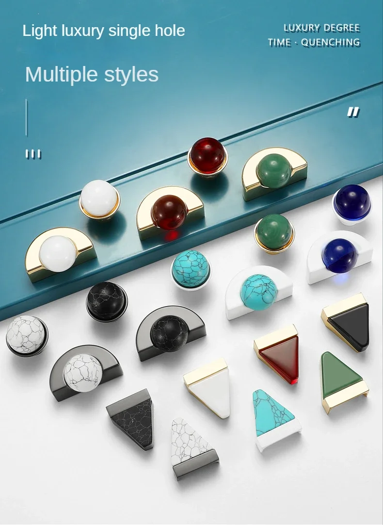 Description Picture 2 of itemNatural Agate Crystal Jewelry Gift Box Decorative Drawer Handle Pull Wardrobe Furniture Handles Dresser Vanity Cabinet Door Knob