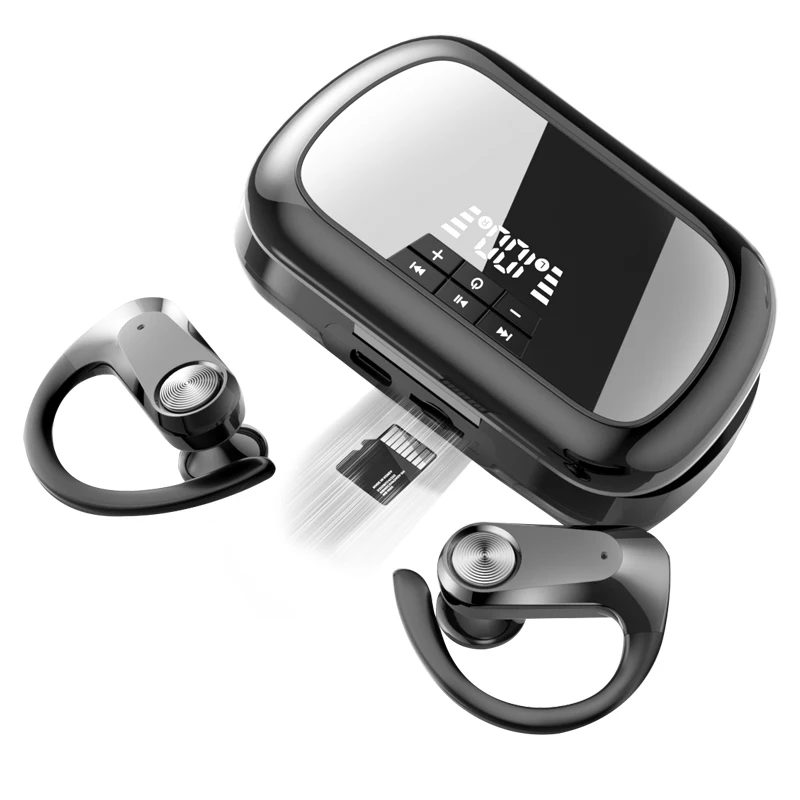 

MP3 Q2S Sports Earbuds In-ear BT Headset With TF Memory Card Digital LED Display Wireless Headphone Gaming TWS Earphones