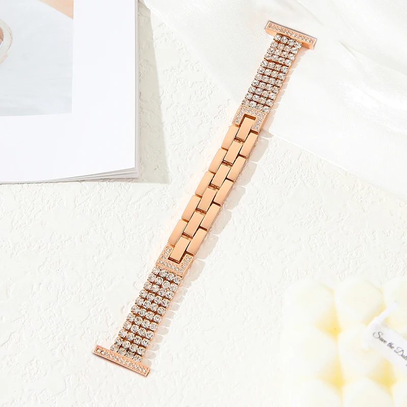 Elegant Diamond-Accented Metal Bracelet Watchband for Women (Available in Multiple Sizes)