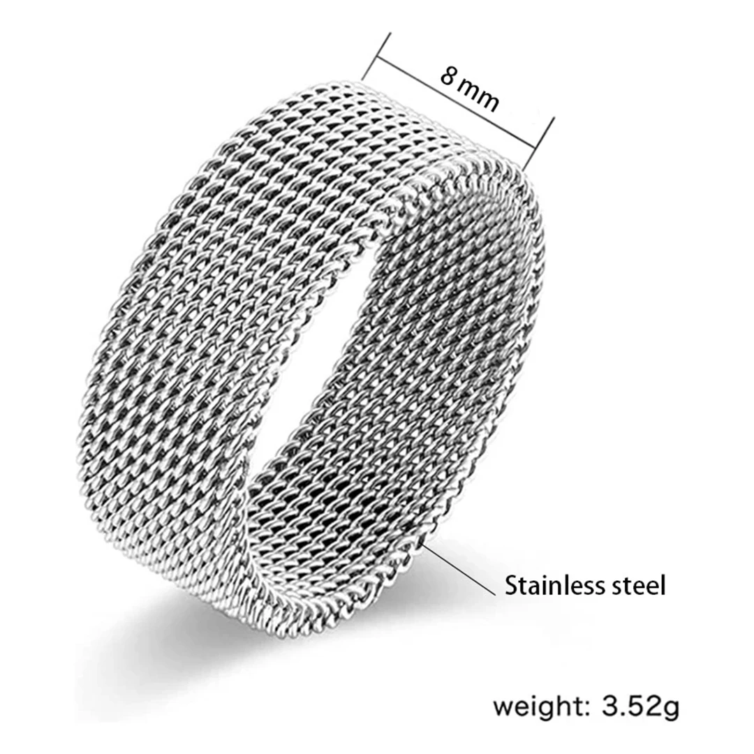 Fashion Unisex Elastic Mesh Stainless Steel Ring Vintage Wedding Rings Jewelry Friends Gift
